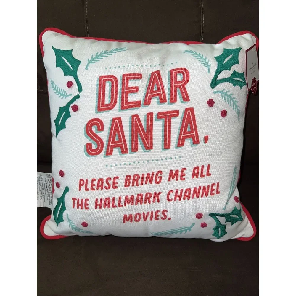 Dear Santa Hallmark Channel Movies Throw Christmas Pillow 16‎ x16 New